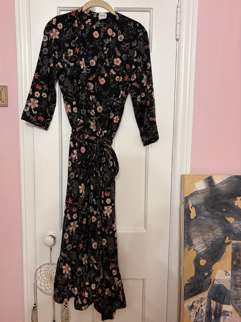 Black Floral Tie-Waist Maxi Dress from Paris